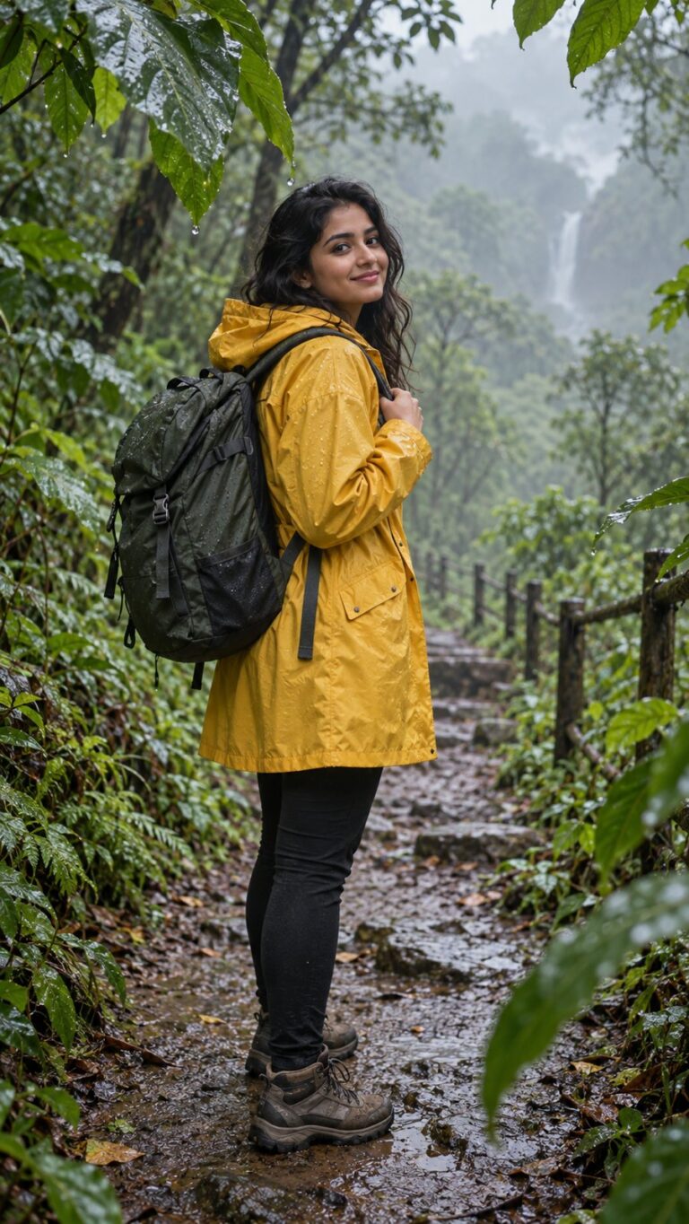 AI-generated fictional portrait demonstrating the Monsoon forest pause look